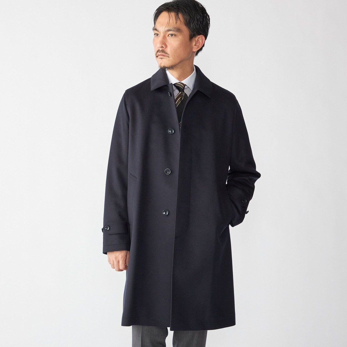 SHIPS: ネイビー ウール ビーバー ステンカラー コート