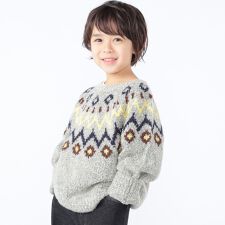 SHIPS KIDS:100～130cm /〈洗濯機可能〉フェアアイル柄 ニット