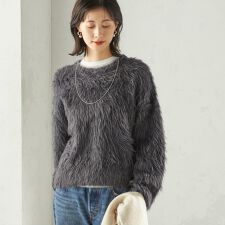 〈手洗い可能〉シャギー ファー クルーネック プルオーバー