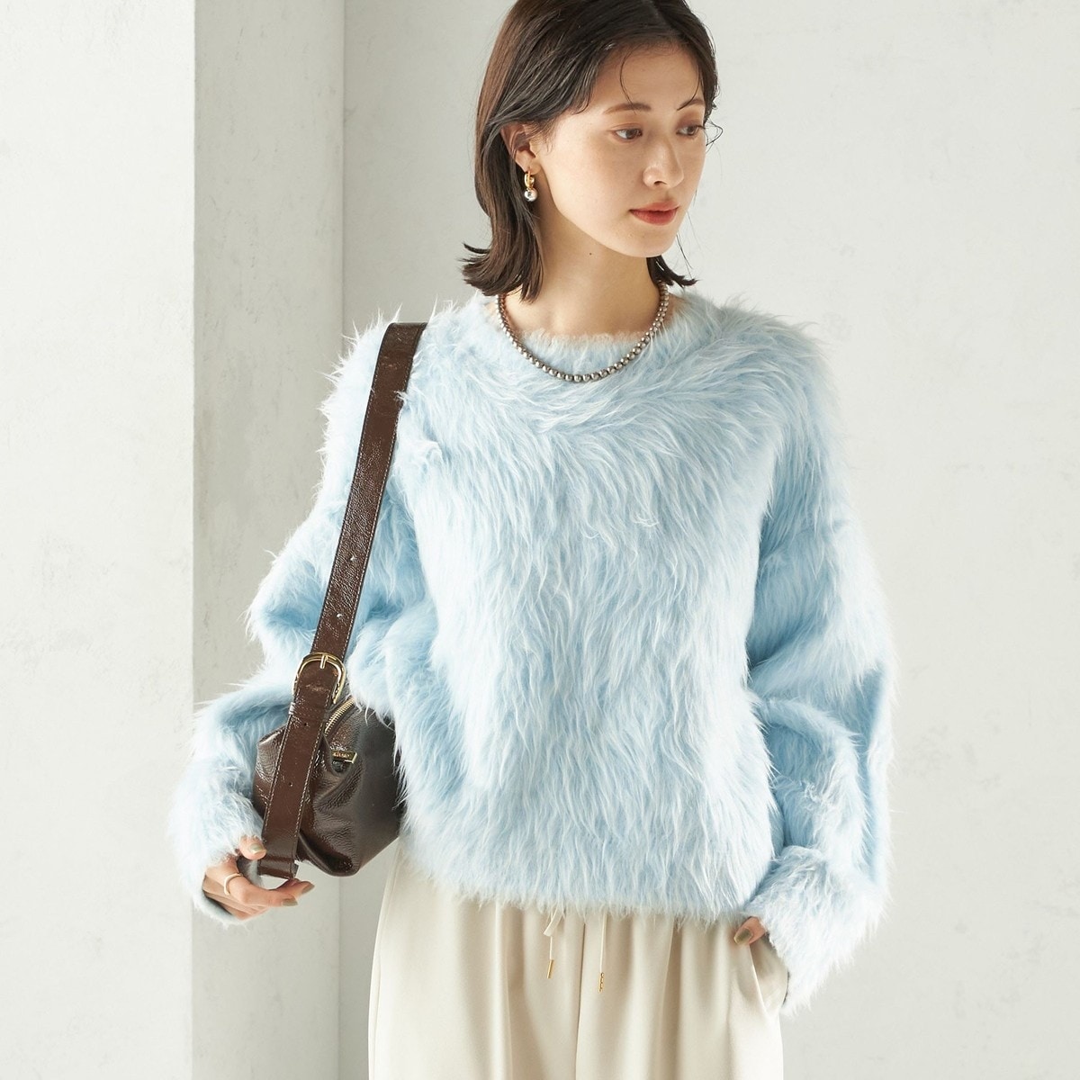 SHIPS any:〈手洗い可能〉ヤク ケーブル クルーネック ニット プル