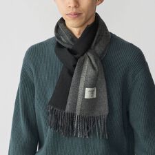 SHIPS: カシミヤ ダブルフェイス パネル マフラー