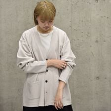 City Ambient Products: Wフェイス カノコ Vネック カーディガン