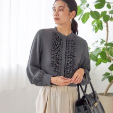 〈洗濯機可能〉ポリエステル カルゼ フリル ブラウス