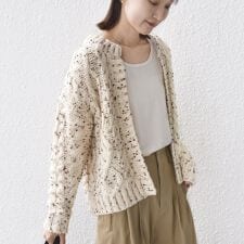 【WEB限定】〈手洗い可能〉ネップヤーン ケーブル ニット カーディガン