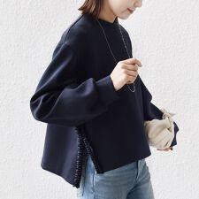 シップス(SHIPS)の《予約》【WEB限定】〈手洗い可能〉サイド スリット フリル ダンボール カットソー