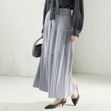 〈手洗い可能〉サテン プリーツ ティアード スカート