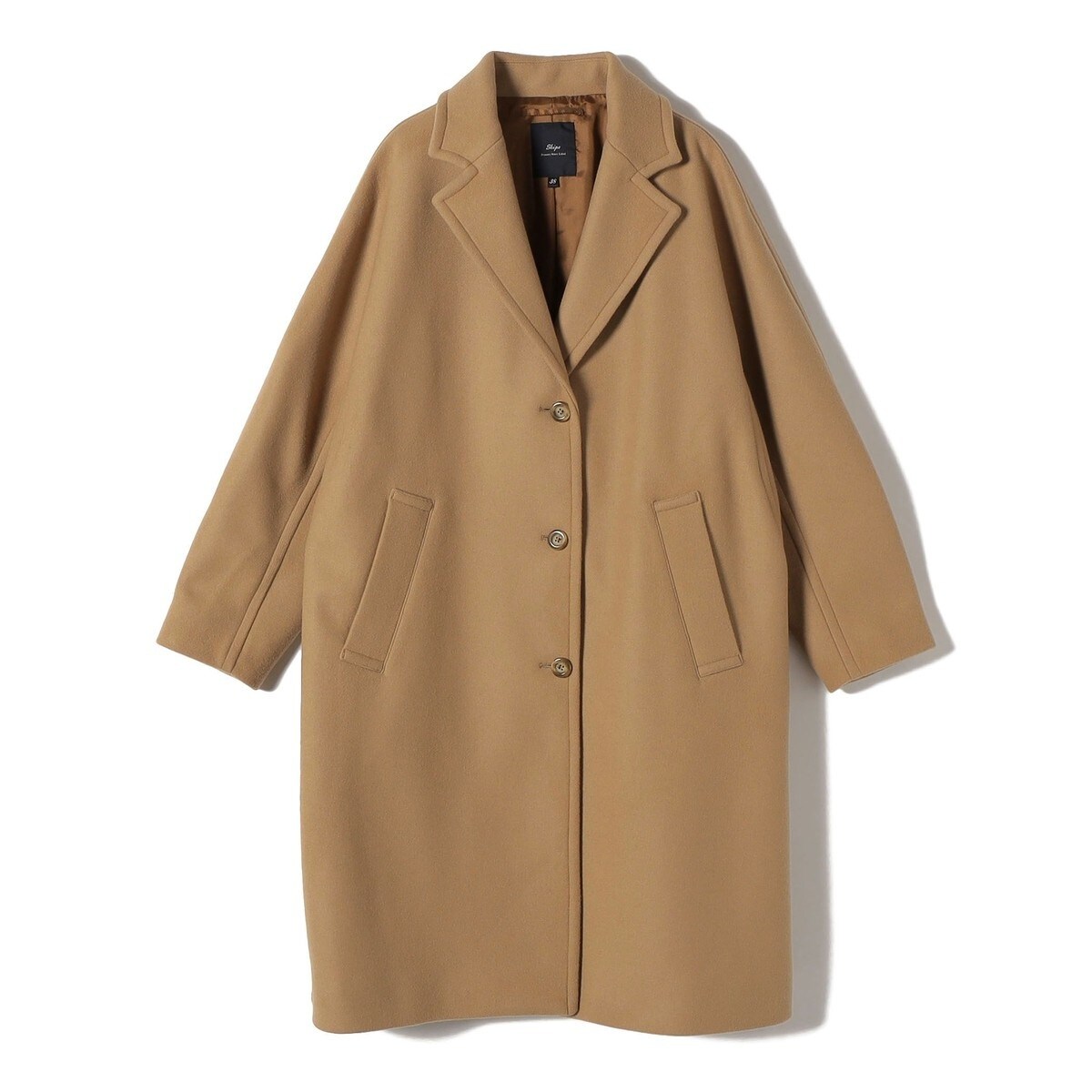 SHIPS Primary Navy Label:ウール メルトン シングル チェスター