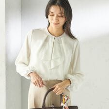 〈手洗い可能〉フロント タイ メロー 長袖 ブラウス