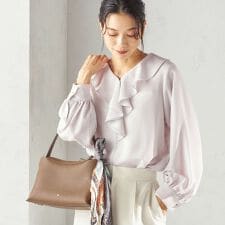 〈手洗い可能〉ジョーゼット フリル カラー ブラウス（セレモニー対応可）