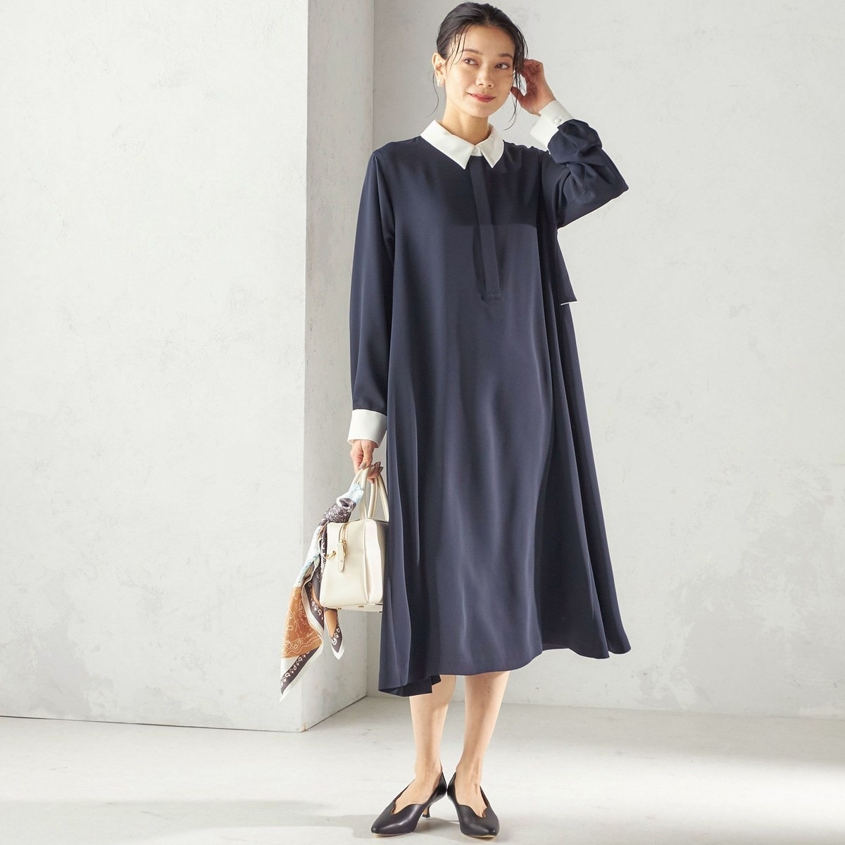 結婚式・パーティ〉kaene:パイピング レース Aライン ワンピース