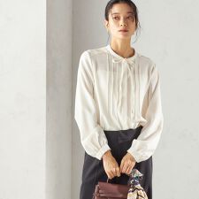 〈洗濯機可能〉無地 / プリント ピンタック ブラウス（セレモニー対応可）