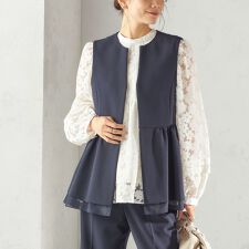 ダブル クロス レイヤード ペプラム ジレ（セレモニー対応可）