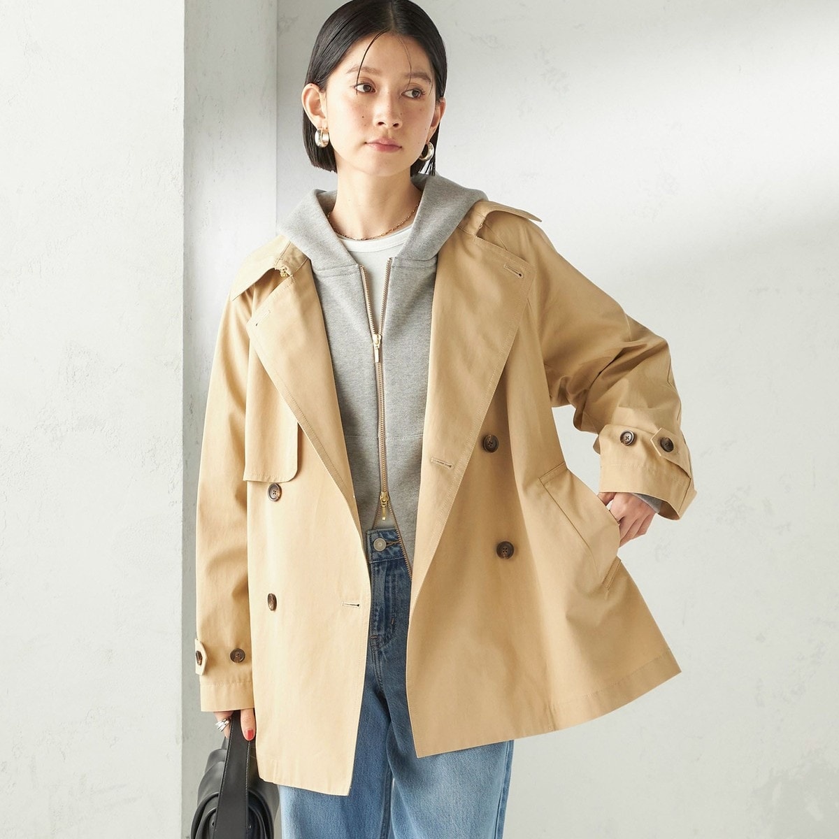 撥水加工〉バック ギャザー ドロスト ミディ丈 トレンチ | シップス