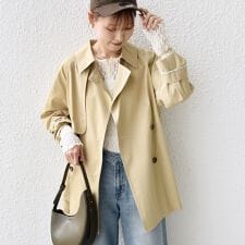 撥水加工〉バック ギャザー ドロスト ミディ丈 トレンチ コート 