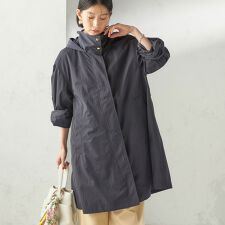〈手洗い可 / 撥水加工 / UVカット〉 スタンドカラー フード コート