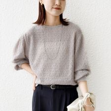 〈手洗い可能〉ランダム ブルーゼ 袖 タック プルオーバー