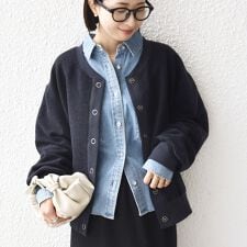 〈手洗い可能〉スライバー スナップ ボタン カーディガン