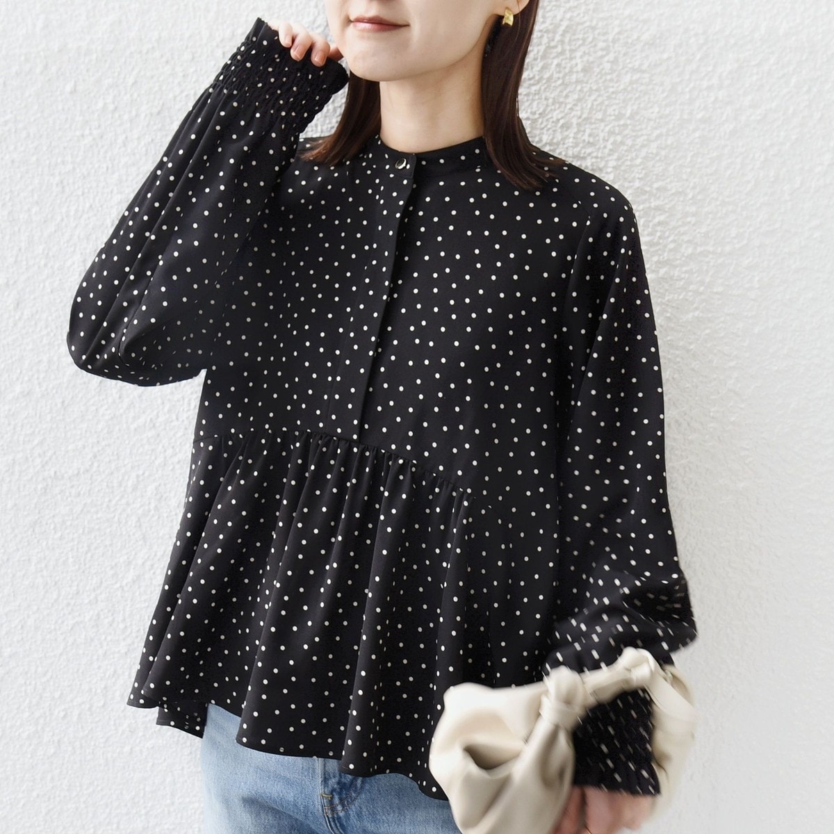 手洗い可能〉配色 チェック ソリッド ハシゴレース ピンタック