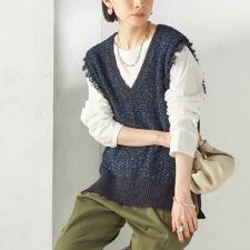 〈手洗い可能〉ミックスカラー Vネック プルオーバー