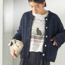 〈手洗い可能〉ミックスカラー ニット ジャケット