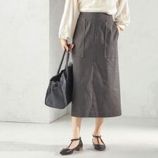 〈UVカット・吸水速乾・手洗い可能〉綿麻混 オックス ポケット タイト スカート