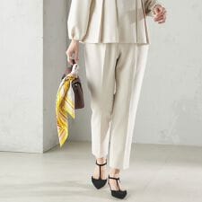 〈手洗い可能〉ダブル クロス パンツ オフホワイト（セレモニー対応可）