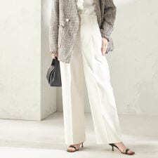 〈UVカット・吸水速乾・手洗い可能〉綿麻混 オックス 2タック ストレート パンツ