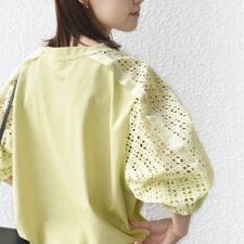 《一部追加予約》【WEB限定】〈手洗い可能〉レース コンビ カットソー