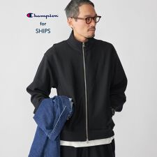 【SHIPS別注】Champion: リバースウィーブ スウェット スタンド ジップ カーディガン