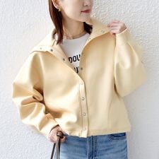 【WEB限定】〈手洗い可能〉裾 ドロスト ダンボール スナップ ボタン カーディガン