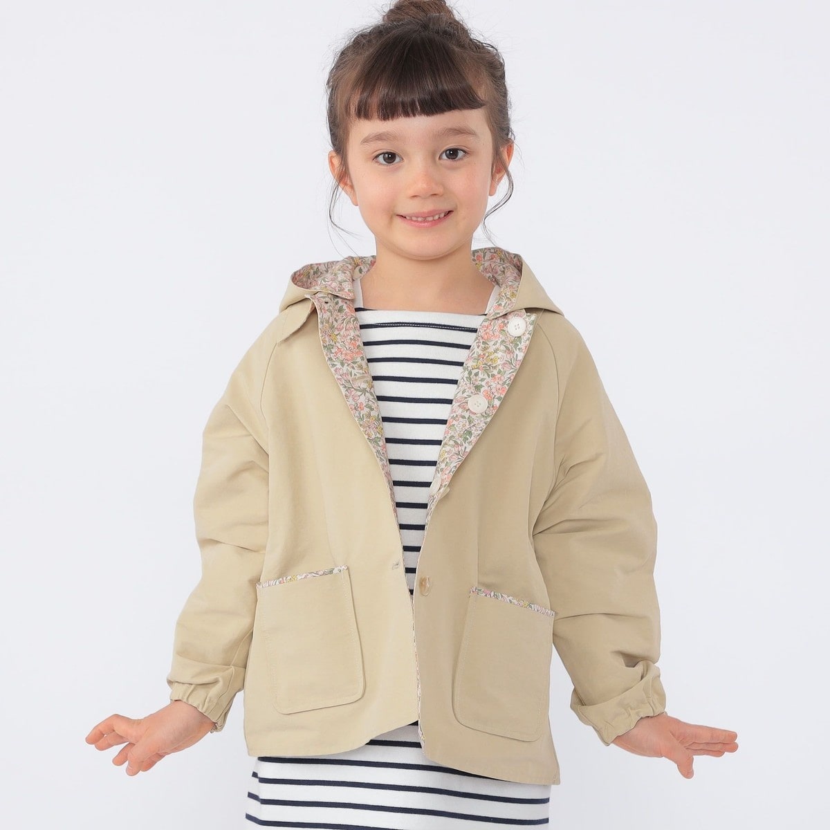 SHIPS KIDS:100～130cm / リバティ リバーシブル フード コート 