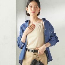 《予約》【SHIPS別注】GGG:〈手洗い可能〉スクエアネック リブ タンクトップ