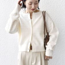 〈手洗い可能〉柄編み 2WAY カーディガン