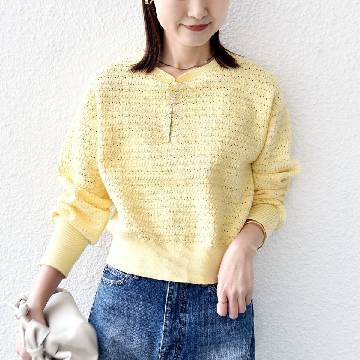 〈手洗い可能〉柄編み 2WAY カーディガン