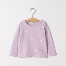 SHIPS KIDS:80～90cm /レモン スパンコール 刺繍 ロングスリーブ Tシャツ