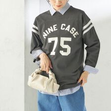 NINE CASE:〈洗濯機可能〉七分袖 フットボール TEE