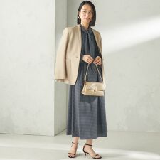 〈手洗い可能〉2WAY プリント タイ 長袖 ワンピース