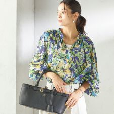 《予約》〈手洗い可能〉DEVEAUX 綿 プリント ブラウス