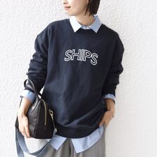 《一部追加予約》【WEB限定】SHIPS ラウンド ロゴ 刺繍 スウェット