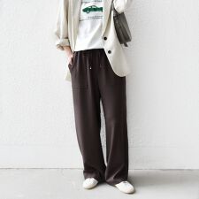 〈手洗い可能〉梳毛調ポケット デザイン ストレッチ ドロスト パンツ