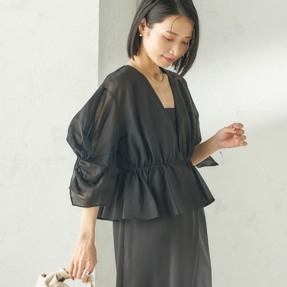 【SHIPS別注】troisiemeCHACO:〈手洗い可能〉シアー ボレロ ブラウス（セレモニー対