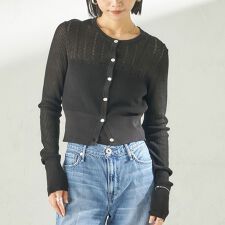 堀田茜×SHIPS:〈手洗い可能〉アイレット ニット カーディガン