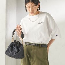 《予約》【一部WEB限定/ SHIPS別注】Champion: 5分袖 ロゴ プリント TEE