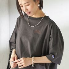 《予約》【一部WEB限定/ SHIPS別注】Champion: 5分袖 ロゴ プリント TEE