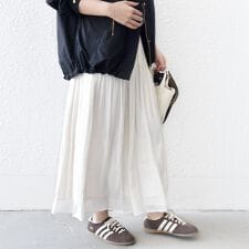 〈手洗い可能〉シアー メッシュ ギャザー スカート