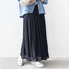 〈手洗い可能〉シアー メッシュ ギャザー スカート