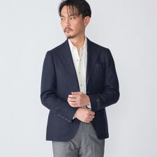 SHIPS: Lanificio di Pray ヘリンボーン ネイビー ジャケット