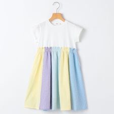 SHIPS KIDS:140～150cm / パネル 切替 ワンピース