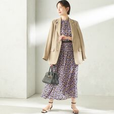 《予約》〈手洗い可能〉カッセン フラワー プリント ノースリーブ ワンピース