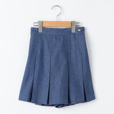 SHIPS KIDS:140～150cm /ラメ デニム プリーツ キュロット